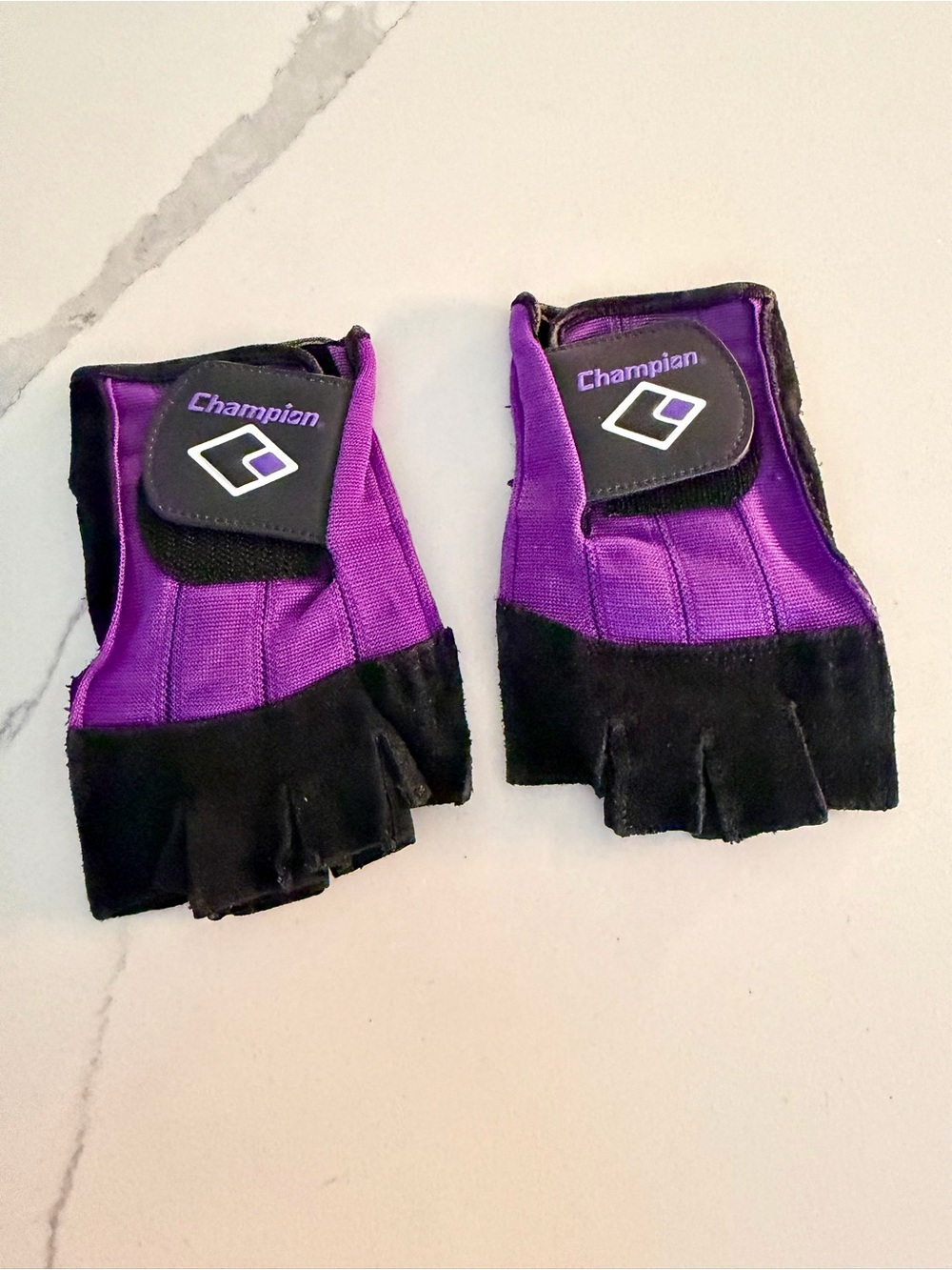 Champion Purple and Black Half-Finger Workout Gloves